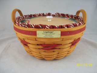 Longaberger 1999 Christmas Popcorn Basket Combo w Painted Lid  
