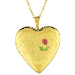 14k Gold and Sterling Silver I Love You Heart Locket Necklace 