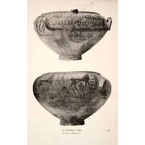   Dipylon Vase Painted Geometric Period Boat   Original Halftone Print