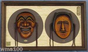 Traditional Korean Wooden mask Hahoe Image Wall Frame  