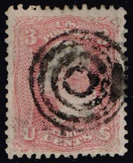 US stamp#64b 3c ROSE PINK 1861 62 used stamp  