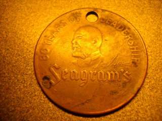 Seagrams 80 Years of Leadership Medallion Old Vintage  