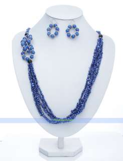 Strds 32 Lapis & Crystal & Pearl Necklace Earrings  