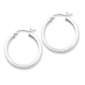  Sterling Silver Rhodium plated Square Tube Hoop Earrings Jewelry