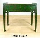 ming style green lacquer desk entry table display 3 drawer stand new 