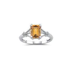 0.01 Ct Diamond & 1.09 Cts Citrine Ring in 14K White Gold 