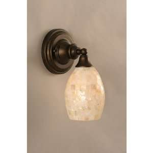  One Light Wall Sconce with Seashell Glass Shade in Bronze 