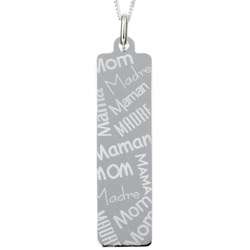 Sterling Silver Mom, Mama, Madre, Maman Necklace  