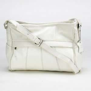  DMargeaux Smooth Leather Zipper Front Bone Hand Bag 