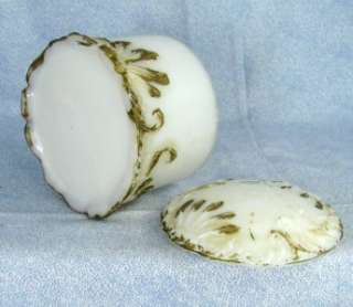 Two Dithridge Ray End Pattern Milk Glass Dresser Boxes  