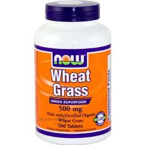    Now Wheat Grass 500mg, Organic, 500 Tablet