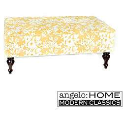 angeloHOME Cocktail Ottoman Yellow and White Floral  