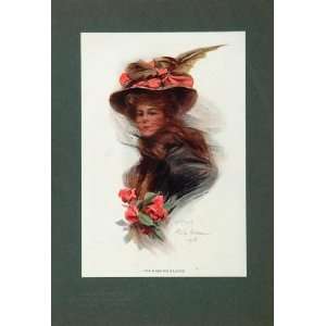   Print Edwardian Woman Hat Lady Philip Boileau RARE   Original Print