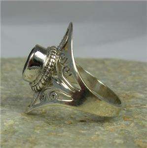 Garnet Sterling Silver Tribal Filigree Ring 8 Artisan Crafted New 