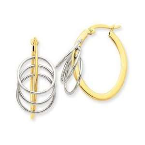  14k Gold Two tone Hoops on Hoop Earrings Jewelry