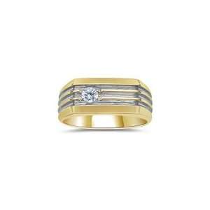  0.18 Cts Diamond Solitaire Groove Mens Ring in 14K Two 