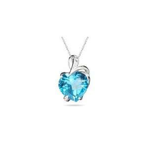  Blue Topaz Pendant   0.025 Ct Diamond & Blue Topaz Heart 