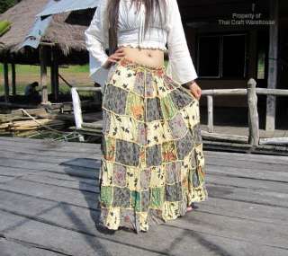 Thick Tied Cotton Thread Rayon Patched Indian Skirt #B  