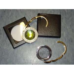 NEW Tea Green Crystal Round Shape with Double Rhinestone Handbag Hook 