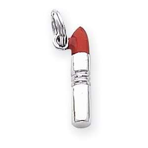  Enameled Lipstick Charm, Sterling Silver Jewelry