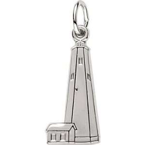   Rembrandt Charms Bald Head Lighthouse Charm, Sterling Silver Jewelry