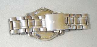 Bulova Mens A7 Blue Silver Tone Stainless Steel Bracelet Watch Model 