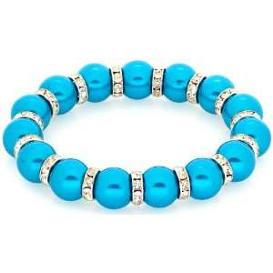  Royal Diamond Blue Sea Glass Bead Stretch Bracelet 12MM (8 
