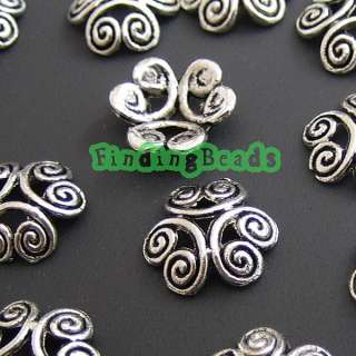 100Pcs Tibetan Silver Flower DIY Bead End Caps TS1874  