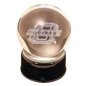  OKLAHOMA STATE Etched Lit Turning Musical Crystal Ball 