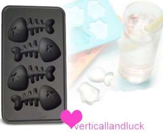 Silicone Fishbone Cool Ice Cube Tray Mold Maker Mould  