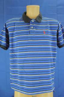 Polo Assn. Size Large Blue Stripe SS Polo Shirt Blue, Black 
