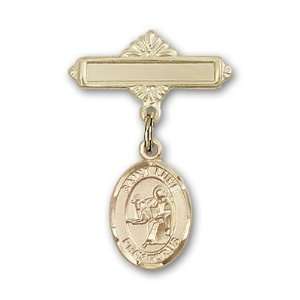 Badge with St. Luke the Apostle Charm and Polished Badge Pin St. Luke 