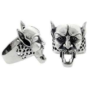 Sterling Silver Oxidized skull / Devil Face Ring, 1 5/16 (33mm) wide 