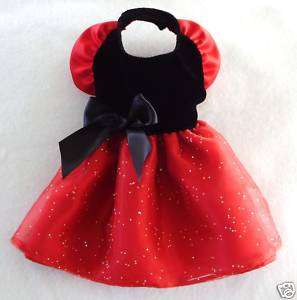 Black Velvet Red Satin Dog Dress clothes Gown small  