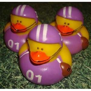  12 Football Rubber Ducks Purple Shirts 