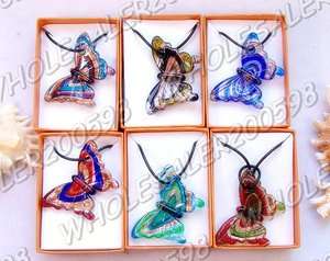 6Boxes Butterfly Lampwork Glass Pendant Necklace W12830  