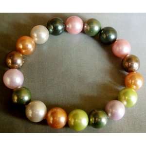  Elegant Man Made Colorful Pearl Beads Elastic Bracelet 