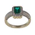 FJC 14k Gold Created Emerald and 5/8ct TDW Diamond Ring (H I, I1 I2 