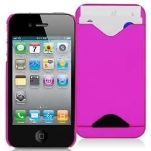  iPhone 4   Hot Pink Credit Card ID Rubberized Hard Plastic 
