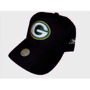 Reebok GREEN BAY PACKERS NFL BLACK Baseball Hat Cap With Embroidered 