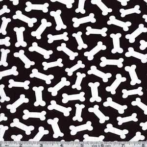    45 Wide Dog Bones Black Fabric By The Yard Arts, Crafts & Sewing