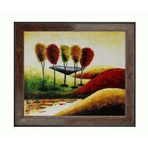   Distressed Cherry Frame   26 X 30   Hand Painted Framed Canvas Art