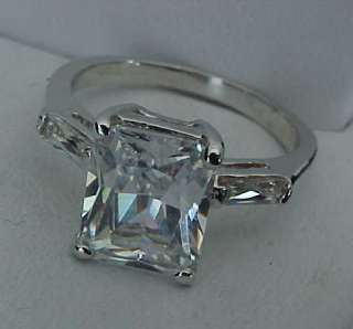 00 carat RADIANT Emerald cut SOLITAIRE cz WEDDING White Gold ep Ring 