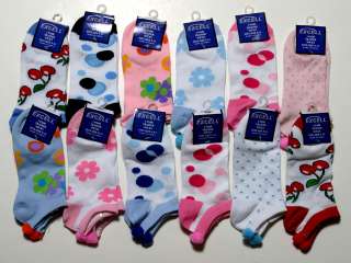 12 Pairs Womens Assorted Novelty Print Pom Poms Socks  