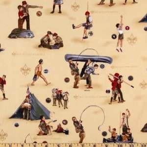  44 Wide Boy Scouts of America(R) Camping Tan Fabric By 