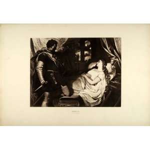 1887 Photogravure Othello Desdemona Bedchamber Shakespeare Tragedy 