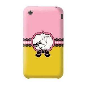 GLAM iPhone 3 Decorative Case   Pink and Yellow Morning Bird Design 