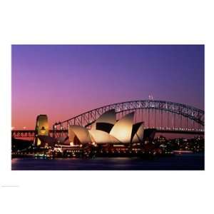 at night, Sydney Opera House, Sydney Harbor Bridge, Sydney, Australia 