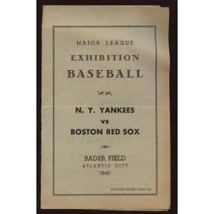  1945 Exh Program Boston Red Sox vs New York Yankees 