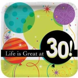  Life is Great 30th Birthday 9 inch Paper Plates 8 Per Pack 